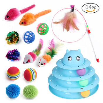 DualPet Kitten Toys Variety Cat Toy Combination Set Cat Toy Funny Cat Stick Sisal Mouse Bell Ball Cat Supplies Комплект от 20 части