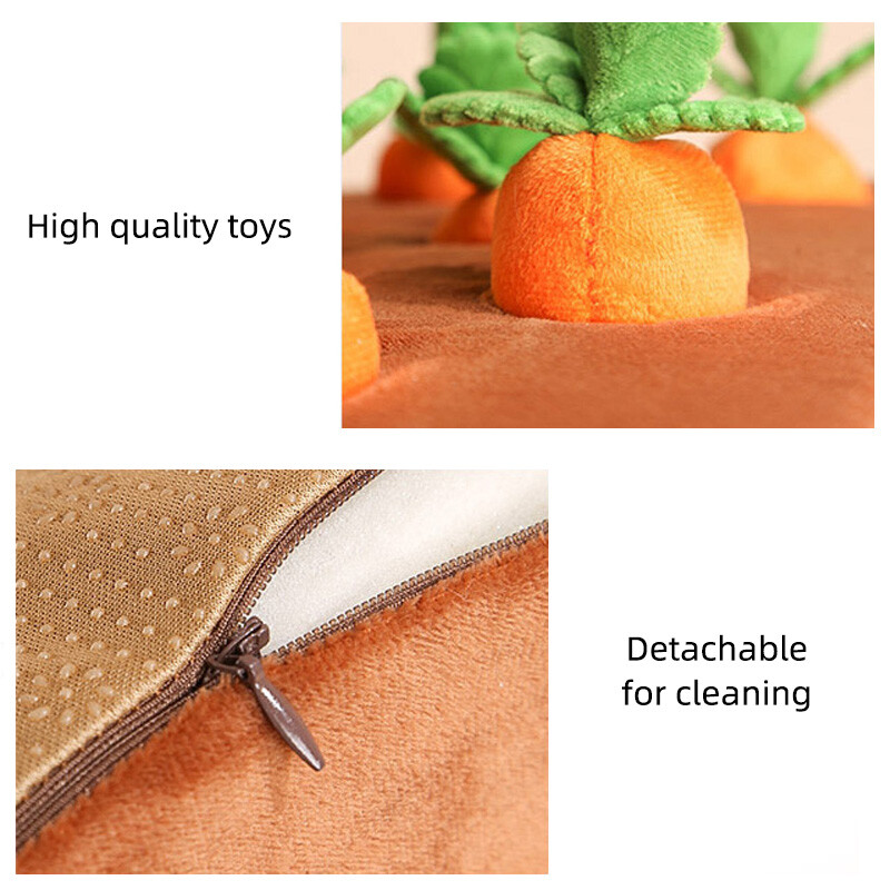 DualPet šunų kačių žaislas Morkų pliušinis daržovių kramtomasis žaislas uostyti augintiniai slepia maistą, kad pagerintų valgymo įpročius Šunų galvosūkiai Žaislai Priedai