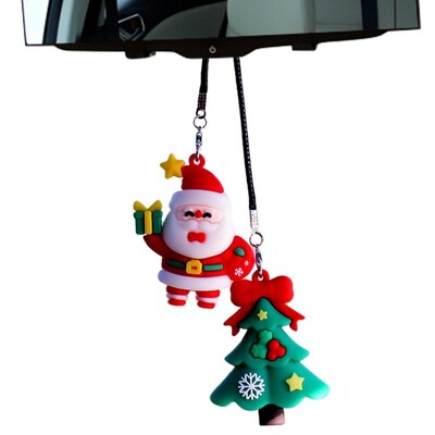 Mielas siūbuojantis automobilio papuošalas, pakabinamas kalėdinis automobilio papuošalas Sniego senelis Kalėdų lazdelės pakabukas Kalėdų senelis Kalėdų eglutė automobilio žavesys