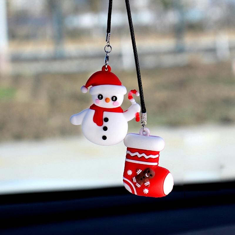 Mielas siūbuojantis automobilio papuošalas, pakabinamas kalėdinis automobilio papuošalas Sniego senelis Kalėdų lazdelės pakabukas Kalėdų senelis Kalėdų eglutė automobilio žavesys
