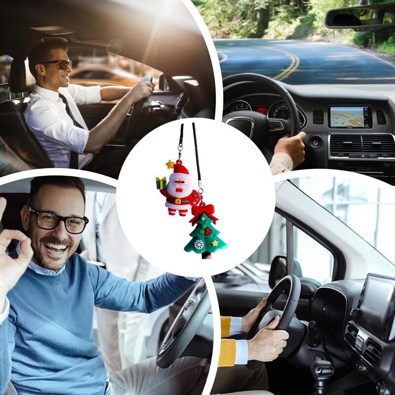 Mielas siūbuojantis automobilio papuošalas, pakabinamas kalėdinis automobilio papuošalas Sniego senelis Kalėdų lazdelės pakabukas Kalėdų senelis Kalėdų eglutė automobilio žavesys