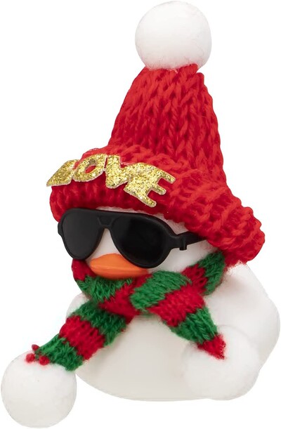 Anties automobilio prietaisų skydelio apdaila, guminiai anties automobilio dekoravimo priedai, automobilių dekoravimo priedai su mini kepure ir akiniais nuo saulės