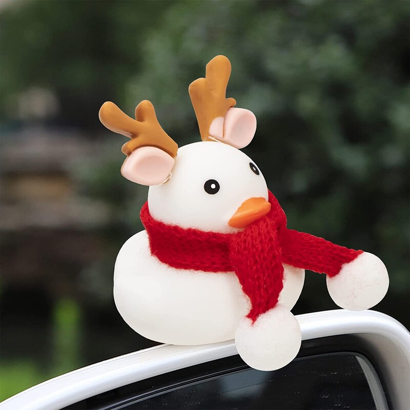 Anties automobilio prietaisų skydelio apdaila, guminiai anties automobilio dekoravimo priedai, automobilių dekoravimo priedai su mini kepure ir akiniais nuo saulės