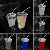 Bling Diamond din oțel inoxidabil ceașcă cu apă pentru mașină 550 ml ceașcă de cafea pentru băuturi pentru femei Accesorii interioare auto pentru mașină acasă la birou