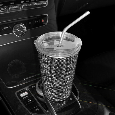 Bling Diamond din oțel inoxidabil ceașcă cu apă pentru mașină 550 ml ceașcă de cafea pentru băuturi pentru femei Accesorii interioare auto pentru mașină acasă la birou