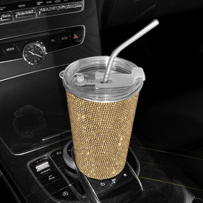 Bling Diamond din oțel inoxidabil ceașcă cu apă pentru mașină 550 ml ceașcă de cafea pentru băuturi pentru femei Accesorii interioare auto pentru mașină acasă la birou
