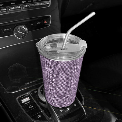 Bling Diamond din oțel inoxidabil ceașcă cu apă pentru mașină 550 ml ceașcă de cafea pentru băuturi pentru femei Accesorii interioare auto pentru mașină acasă la birou