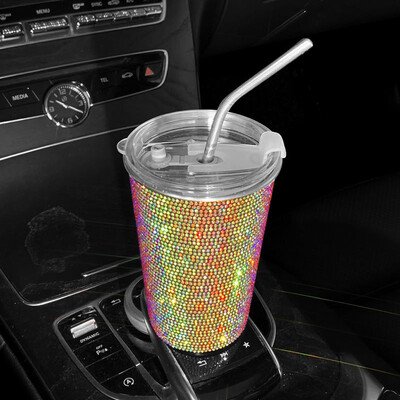 Bling Diamond din oțel inoxidabil ceașcă cu apă pentru mașină 550 ml ceașcă de cafea pentru băuturi pentru femei Accesorii interioare auto pentru mașină acasă la birou