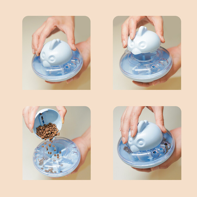 Jucării pentru hrănire castron distractiv pentru pisici pentru animale de companie, pahar pentru câini, hrănitor pentru cățeluș, pisicuță, care scutură scurgeri, container cu minge de mâncare, jucării de antrenament pentru exerciții