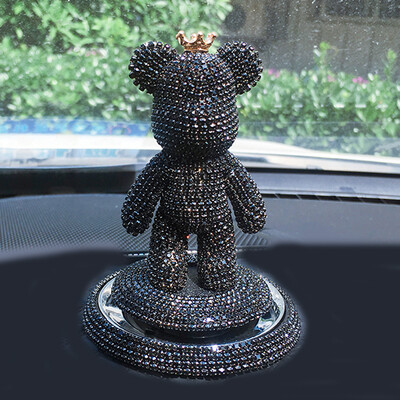 Ursuleț de pluș cu diamante drăguț de desene animate, decorațiuni pentru bordul mașinii, strasuri cu fundă, ornament auto, autocolant solid pentru parfum pentru mașină