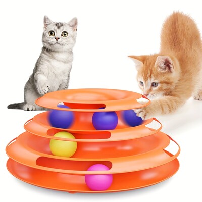 Cat Four Layer Turntable Toy Εκπαιδευτικό Παίξτε Track Tower Cat Teaser Toy For Indoor Cat Interactive Supply