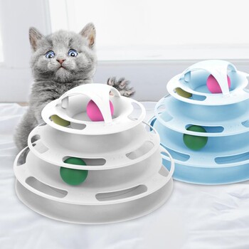 4 нива Cats Toy Tower Tracks Котешки играчки Interactive Cat Intelligence Training Amusement Plate Tower Pet Products Cat Tunnel