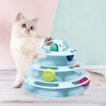 4 нива Cats Toy Tower Tracks Котешки играчки Interactive Cat Intelligence Training Amusement Plate Tower Pet Products Cat Tunnel