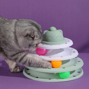 Νέα 3/4 Επίπεδα Cats Toy Tower Tracks Γάτα Παιχνίδια Διαδραστική Εκπαίδευση Ευφυΐας Γάτας Ψυχαγωγική Πιάτο Tower Προϊόντα για Κατοικίδια Cat Tunne