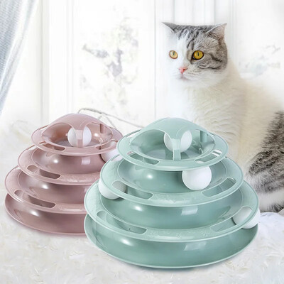 Нови 3/4 нива Cats Toy Tower Tracks Котешки играчки Interactive Cat Intelligence Training Amusement Plate Tower Pet Products Cat Tunne