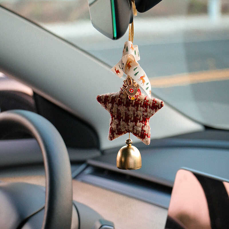 Božićni dodaci za zvjezdane retrovizore za automobile, slatki heklani ukrasi za automobile, ručno rađeni pleteni dodaci za vješanje automobila za žene, dar