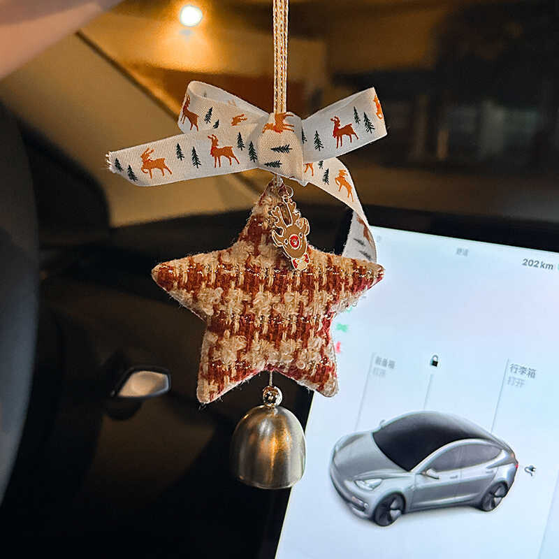 Božićni dodaci za zvjezdane retrovizore za automobile, slatki heklani ukrasi za automobile, ručno rađeni pleteni dodaci za vješanje automobila za žene, dar