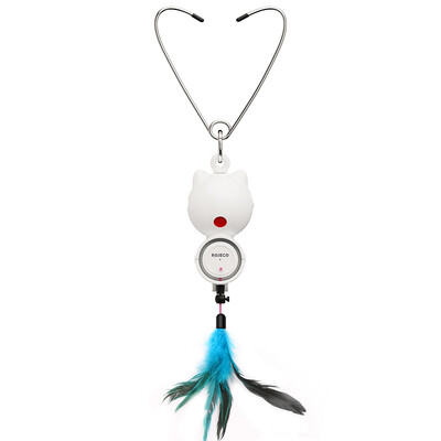 ROJECO Jucării automate pentru pisici 2 în 1 jucărie retractabilă cu laser pentru pisici cu pene agățate Jucărie interactivă distractivă pentru pisici, câini, animale de companie, pisoi