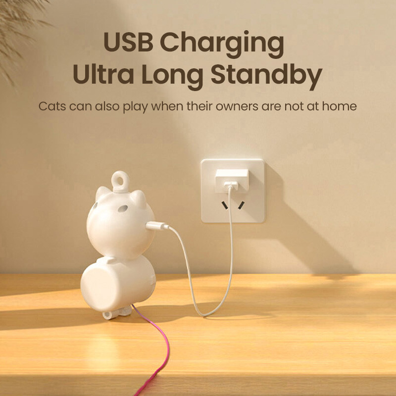 ROJECO Jucării automate pentru pisici 2 în 1 jucărie retractabilă cu laser pentru pisici cu pene agățate Jucărie interactivă distractivă pentru pisici, câini, animale de companie, pisoi