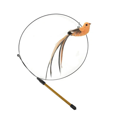 Imitaciniai paukščių kačių žaislai Juokingi interaktyvūs povai su varpelio katės lazdele žaislas kačiukui, žaidžiančiam erzinti lazdelę Žaislai naminių kačių reikmenys