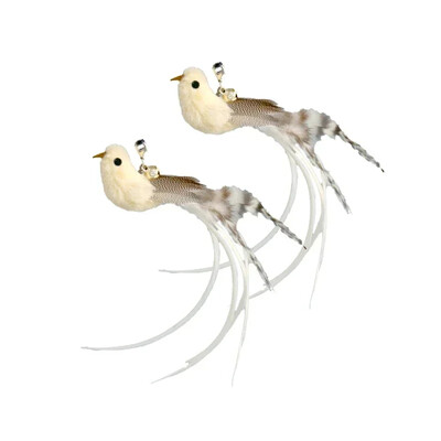 Imitaciniai paukščių kačių žaislai Juokingi interaktyvūs povai su varpelio katės lazdele žaislas kačiukui, žaidžiančiam erzinti lazdelę Žaislai naminių kačių reikmenys