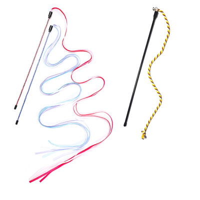 Jucării interactive pentru pisici Panglică lungă din satin Jucărie pentru pisici cu tijă Pisicuță care se joacă Baghetă jucărie Jucărie pentru pisică