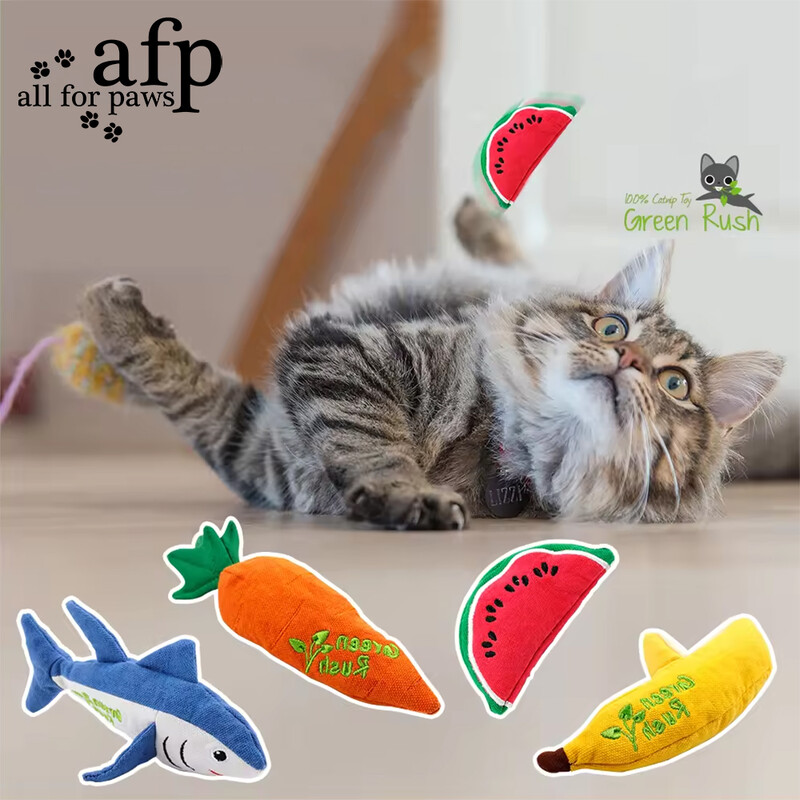 All For Paws Catnip Jucării Morcov Banana Pepene Pepene Ton Forma Catnip Jucărie pentru pisici Jucărie durabilă din pânză cu sunet încrețit