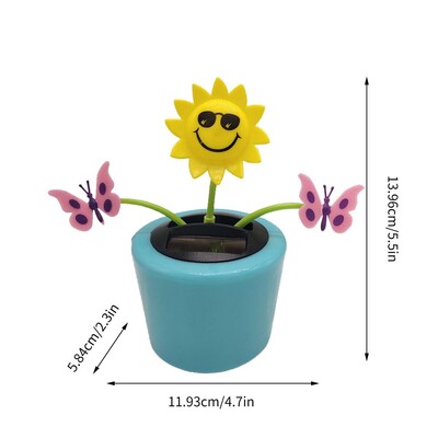 Saulės energija šokantis saulėgrąžų žaislas Saulės saulėgrąžų ornamentas, nešiojamas, purtantis galvos automobilio žaislas, daugkartinio naudojimo saulės energija varomas prietaisų skydelio dekoras