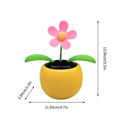 Saulės energija šokantis saulėgrąžų žaislas Saulės saulėgrąžų ornamentas, nešiojamas, purtantis galvos automobilio žaislas, daugkartinio naudojimo saulės energija varomas prietaisų skydelio dekoras