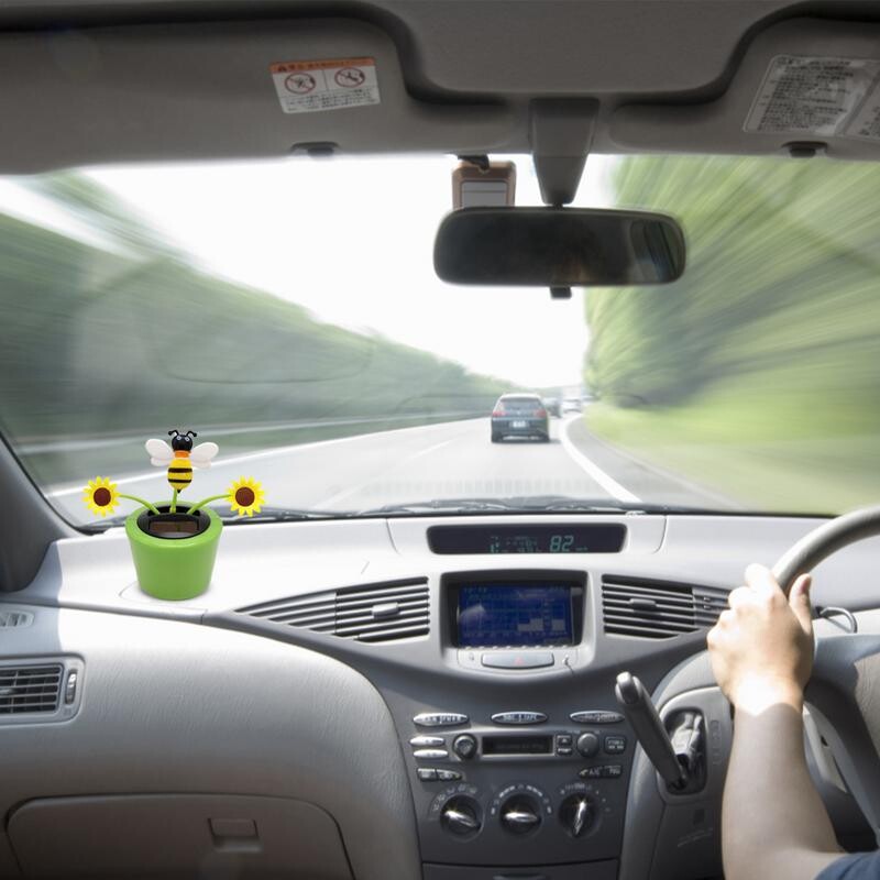 Saulės energija šokantis saulėgrąžų žaislas Saulės saulėgrąžų ornamentas, nešiojamas, purtantis galvos automobilio žaislas, daugkartinio naudojimo saulės energija varomas prietaisų skydelio dekoras