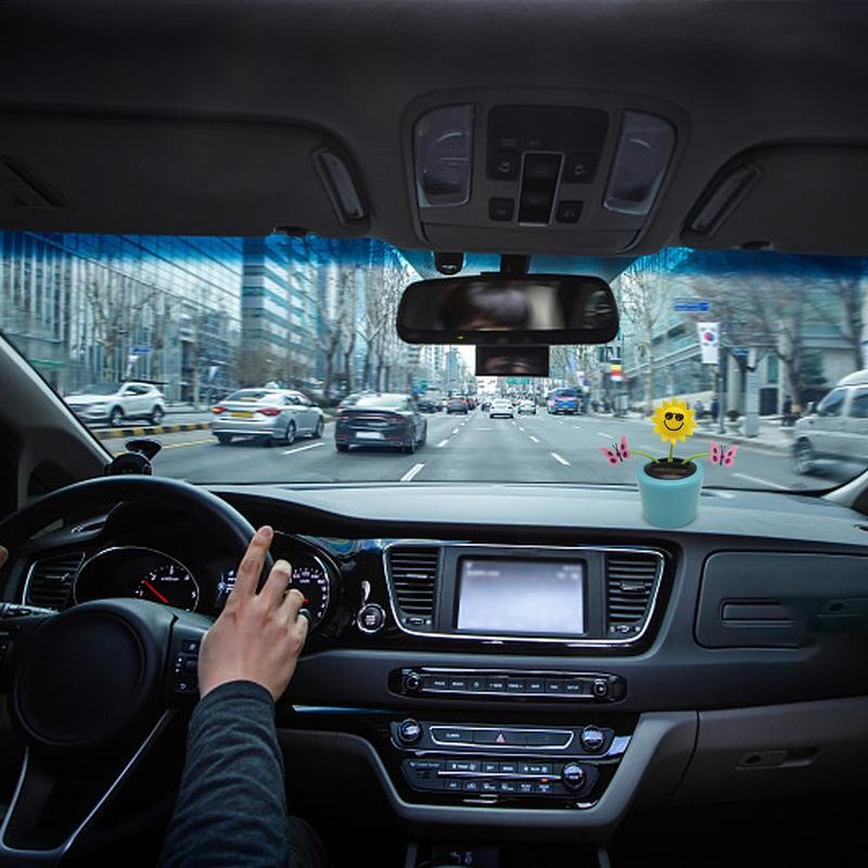 Saulės energija šokantis saulėgrąžų žaislas Saulės saulėgrąžų ornamentas, nešiojamas, purtantis galvos automobilio žaislas, daugkartinio naudojimo saulės energija varomas prietaisų skydelio dekoras