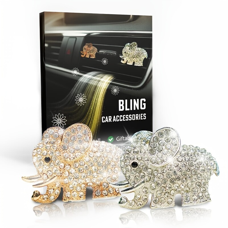 4 dalių Crystal Elephant automobilio oro gaiviklis, ventiliacijos gnybtas, automobilio difuzorius Kalnų krištolinis deimantinis pelėda, automobilio apdaila, automobilio interjeras „Bling“ moterims
