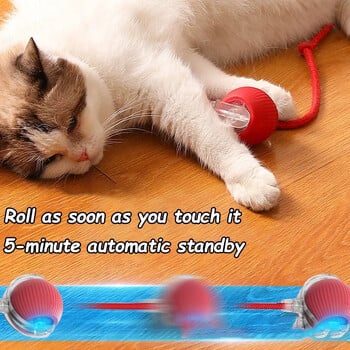 Cat Interactive Ball Toys Автоматична търкаляща се топка Faux Tail Акумулаторна интелигентна електрическа играчка за домашни любимци Куче Котка Обучение Имитация на мишка