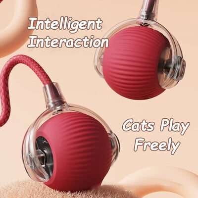 Cat Interactive Ball Toys Автоматична търкаляща се топка Faux Tail Акумулаторна интелигентна електрическа играчка за домашни любимци Куче Котка Обучение Имитация на мишка