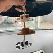 Pălărie de cowboy Decorare mașină Decorație oglindă retrovizoare la țară Decorare mașină Decorații drăguț pentru mini pălărie din pâslă realizate manual Pandantiv