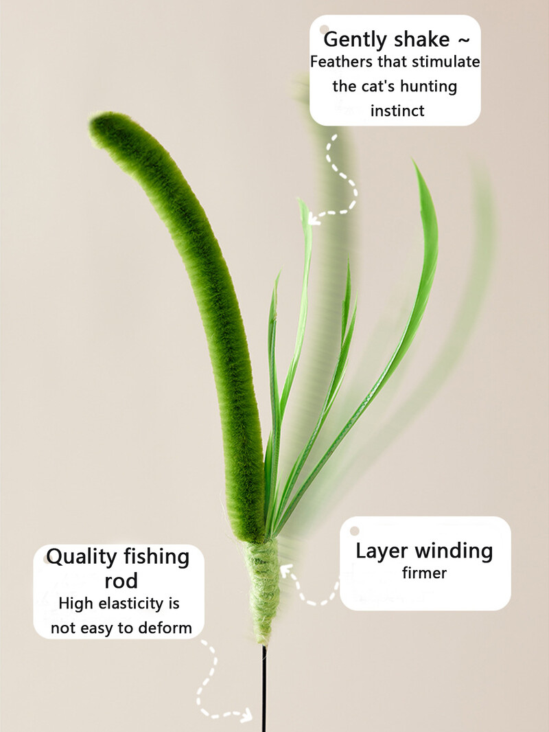 Madden Cat Rotaļlieta Spalvas ķircinošs Cat Stick Cat Self Fun nomierinošs rīks Kaķim specifisks kaujas kaķa nūja Kaķēna koduma bumbiņas rotaļlieta
