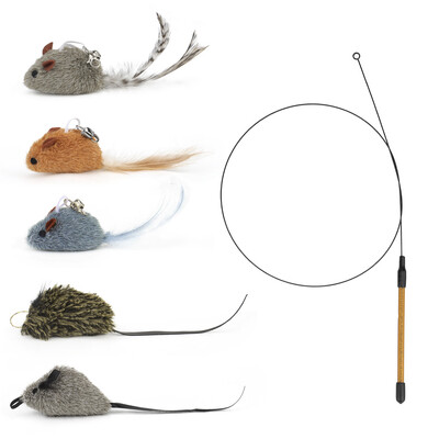 Priedai Pelės pakaitinė galvutė, skirta juokingam kačių lazdelės žaislui varpelio kačių lazdelė kačiuko plunksnų žaislas naminiams gyvūnėliams