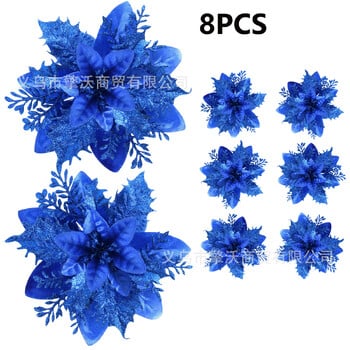 Cross Border Simulated Christmas Flowers Christmas Tree Garlands Rattan Decorations Shopping Mall Event Production Solar Hanging Ornaments