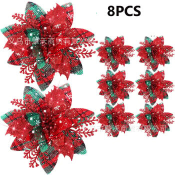 Cross Border Simulated Christmas Flowers Christmas Tree Garlands Rattan Decorations Shopping Mall Event Production Solar Hanging Ornaments