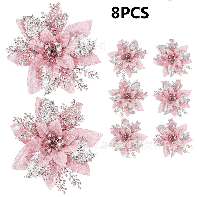 Imituotos kalėdinės gėlės Kalėdų eglutės girliandos rotango papuošalai Prekybos centras Renginys Gamyba Saulės kabantys papuošalai