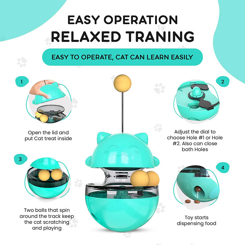 Tumbler Jucării pentru pisici Funny Cat Teaser Feeder Ball Toy Interactiv Mâncare mâncare Dozator de scurgeri Jucării pentru pisici Pisicuțe Produse pentru animale de companie