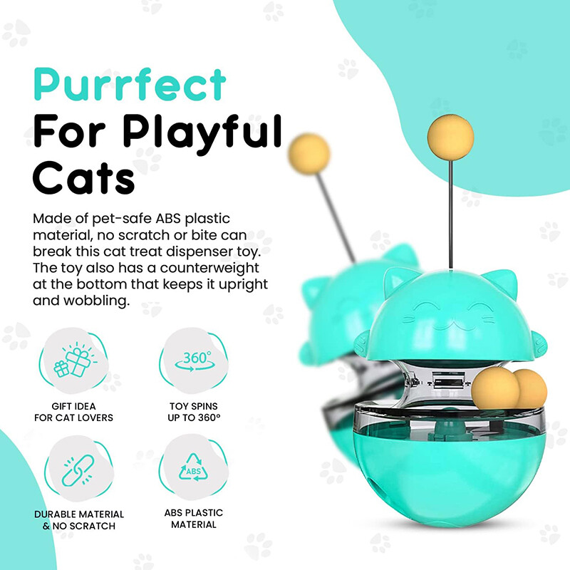 Tumbler Jucării pentru pisici Funny Cat Teaser Feeder Ball Toy Interactiv Mâncare mâncare Dozator de scurgeri Jucării pentru pisici Pisicuțe Produse pentru animale de companie