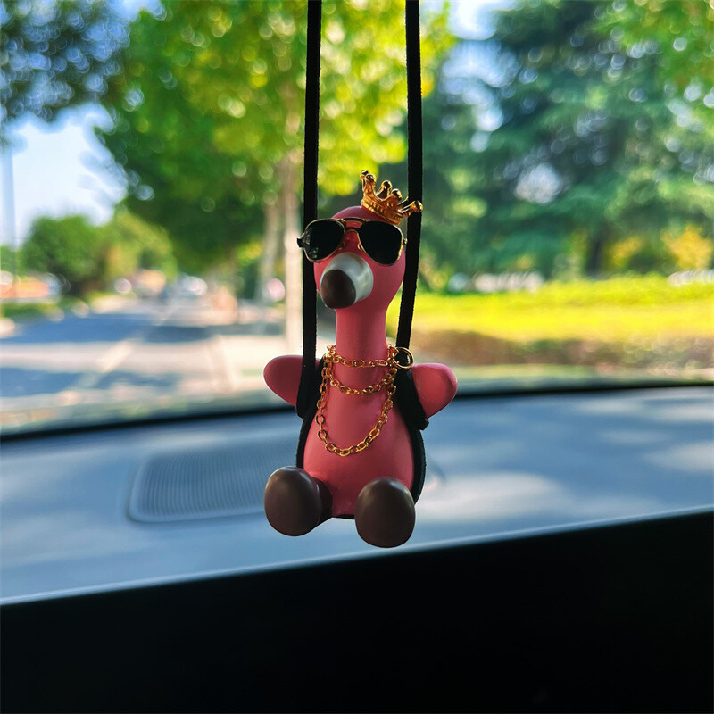 Drăguț ghips flamingo decorare mașină pandantiv leagăn flamingo decorare interioară auto pentru cadouri mașini accesorii auto kawaii