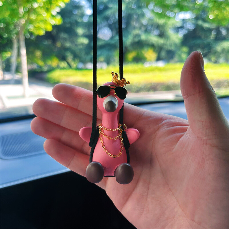 Drăguț ghips flamingo decorare mașină pandantiv leagăn flamingo decorare interioară auto pentru cadouri mașini accesorii auto kawaii
