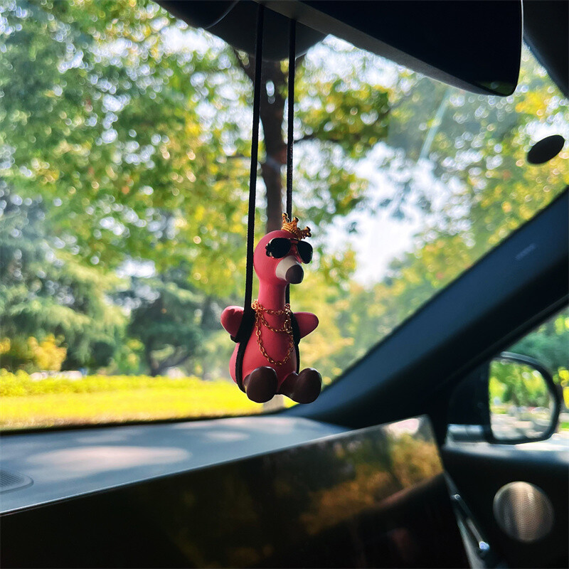 Drăguț ghips flamingo decorare mașină pandantiv leagăn flamingo decorare interioară auto pentru cadouri mașini accesorii auto kawaii