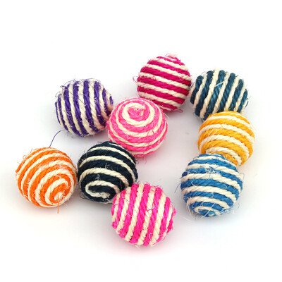 5 бр. Cat Pet Sisal Rope Weave Ball Teaser Play Дъвчаща дрънкалка Scratch Catch Toy Интерактивна играчка за дъвчене на надраскване за домашен любимец котка куче