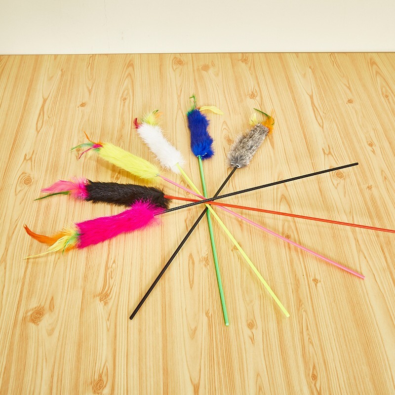 1 vnt Kačių žaislas Juokingas žaislas naminiams gyvūnėliams katėms Interaktyvus kačių lazdelė su plunksna kačiuko žaislai atsitiktinių spalvų naminiams gyvūnėliams