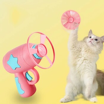 Νέα Cat Toy Pet Interactive Play Cat Dog Training Toy Launcher με 15 τεμ. Flying Disc Mini Catapult Pet Toys Cat Accessories