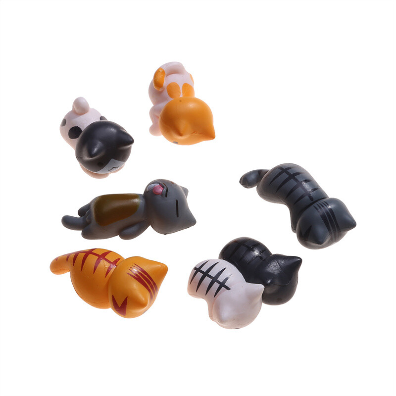 6 vnt. Mieli mini animacinių filmukų papuošalai katėms, automobilio ekrano kraštų apdaila, katės mikro kraštovaizdžio modelis Mieli automobilio priedai, dovanos