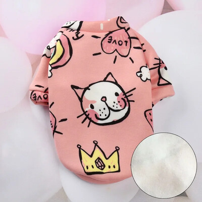 Cute Print Cat Drēbes Uzvalks Pavasara Rudens Silts Fleece Pet Cat Pulovers Kaķiem Kedi Mīksts Kitten Džemperis Sfinksa Apģērbu Apģērbi